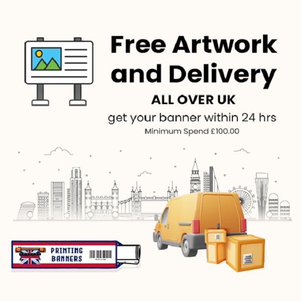 free delivery and artwork banner